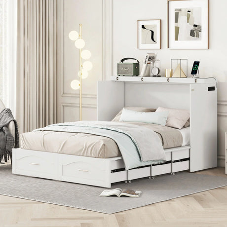 Murphy Wall Bed With Drawer And A Set Of Sockets & USB Ports, Pulley Structure Design - Furniture Home Direct