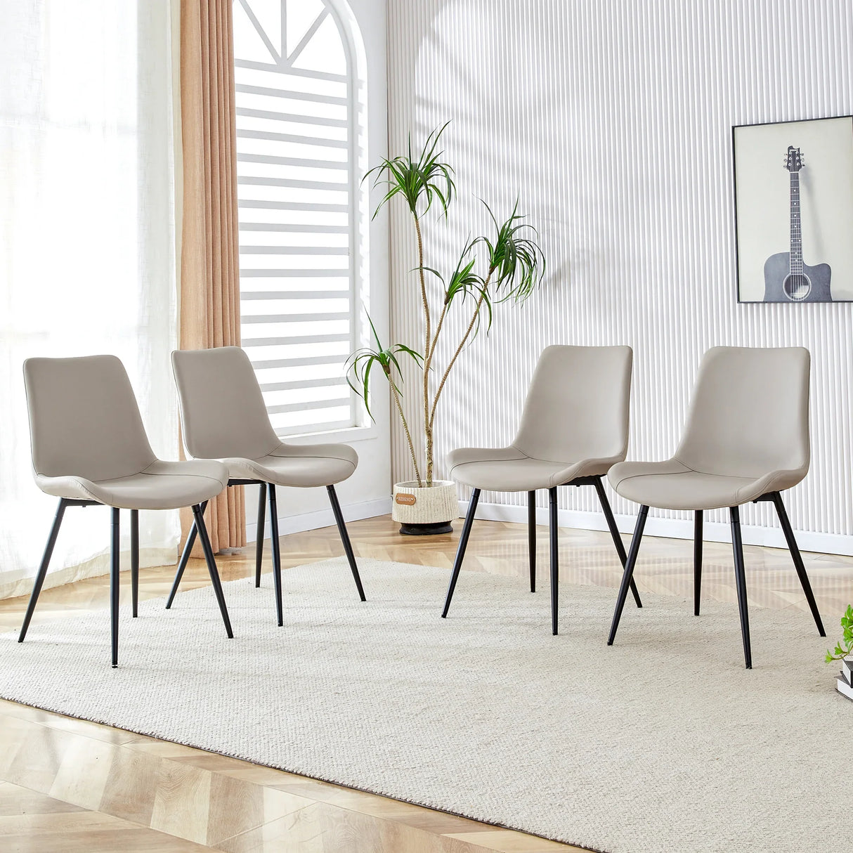 Dining Chairs Faux Leather Set Of 6 Modern Light Gray - Furniture Home Direct