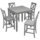 5 Piece Dining Table Set, Wooden Dining Square Table Set For 4 - Furniture Home Direct