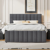 Upholstered Platform Bed With Twin Size Trundle And 3 Drawers - Furniture Home Direct