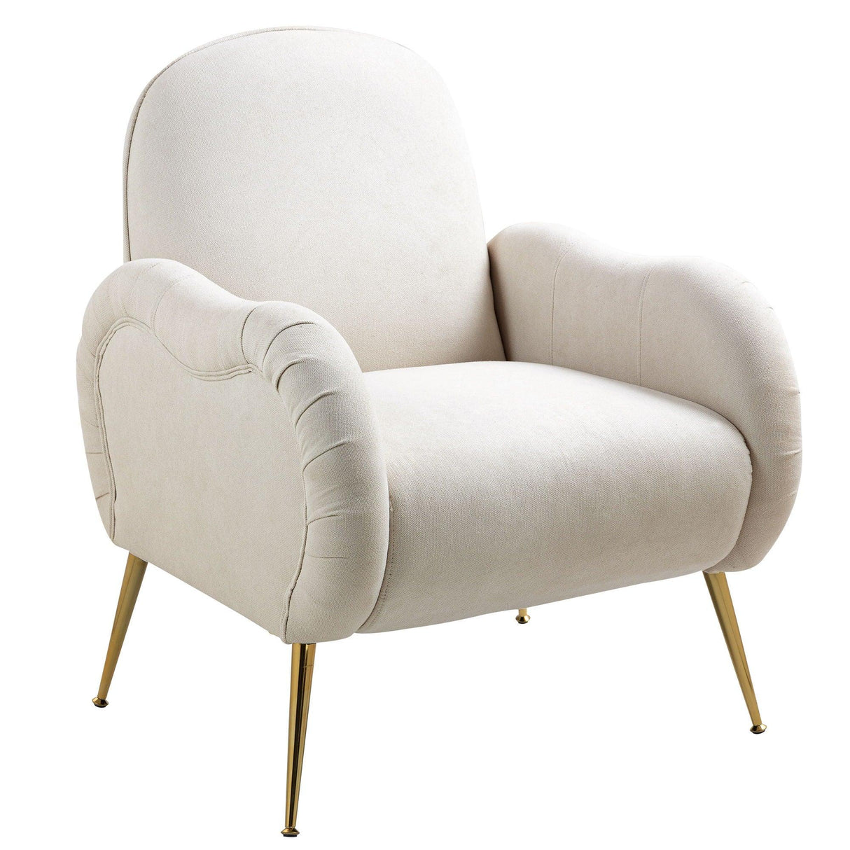 Modern Accent Chair With Metal Legs, Snowflake Fabric Armchair - Furniture Home Direct