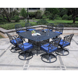 Square 8 Person 64" Long Aluminum Dining Set With Cushions - Furniture Home Direct