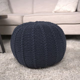 Bordeaux - Knitted Cotton Round Pouf Ottoman And Floor Cushion - Furniture Home Direct