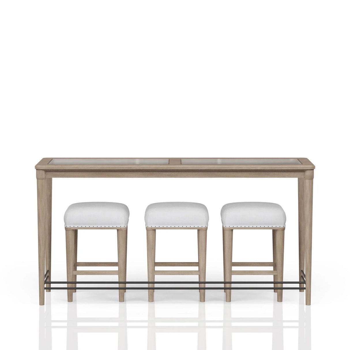 Glass Console Table With 3 Stools - Frosted - Furniture Home Direct