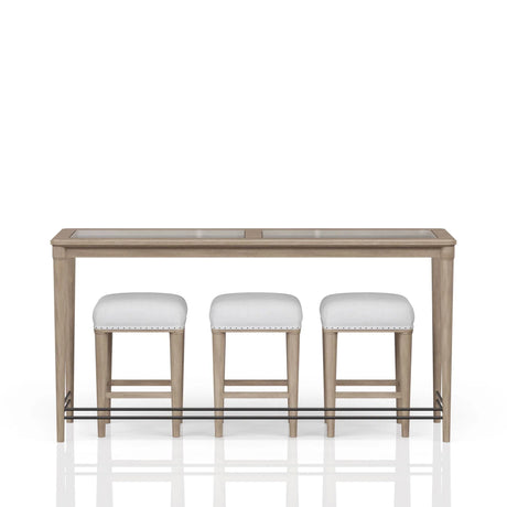 Glass Console Table With 3 Stools - Frosted - Furniture Home Direct