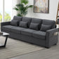 4 Seater Modern Linen Sofa With Armrest Pockets And 4 Pillows, Minimalist Style Couch For Living Room - Furniture Home Direct