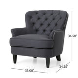 Club Chair and Ottoman Tufted Set with Nailhead Gray - Furniture Home Direct