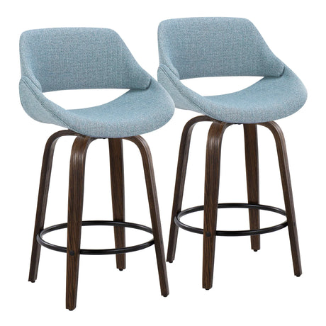 Fabrico - Mid Century Modern Fixed Height Counter Stool & Round Footrest (Set of 2) - Furniture Home Direct