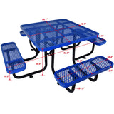 Square Outdoor Steel Picnic Table, With Umbrella Pole - Furniture Home Direct