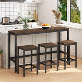 Modern Design Long Dining Table Set With 3 Stools - Furniture Home Direct