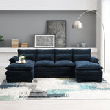 Modern U-Shaped Sectional Sofa With Waist Pillows, 6 Seat Upholstered Symmetrical Sofa Furniture, Sleeper Sofa Couch With Chaise Lounge For Living Room - Furniture Home Direct