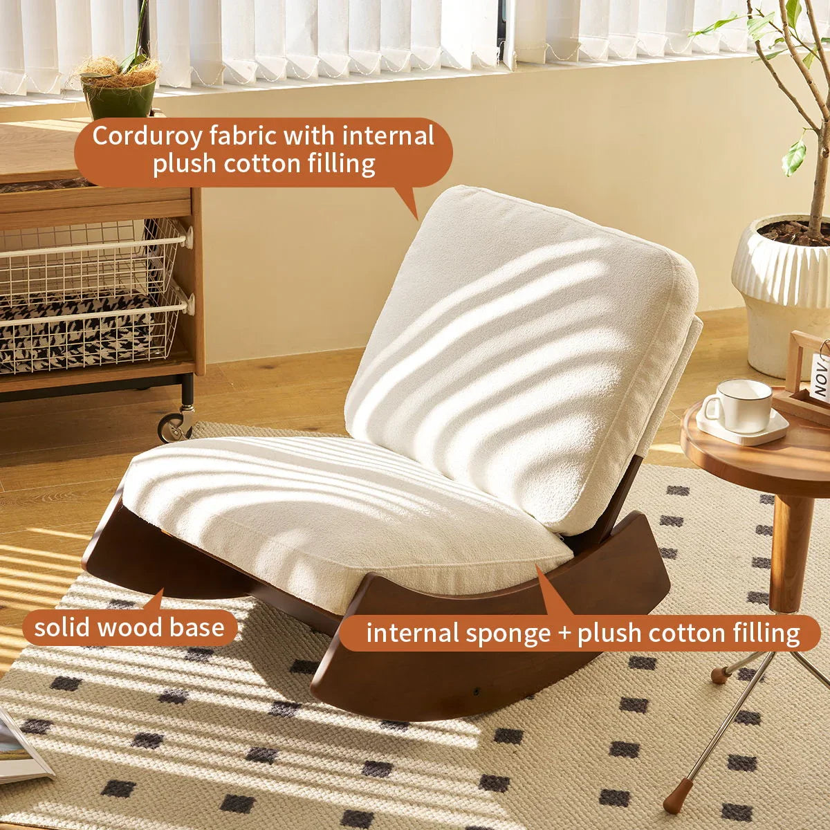 Comfortable High-Quality Upholstery Glider Rocking Chair - Furniture Home Direct