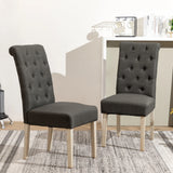 Dining Set Round Table With Tufted Chairs Charcoal - Furniture Home Direct