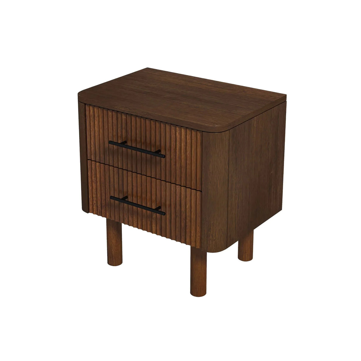 Logan - Mid-Century Modern Nightsd Bed Side Tables With 2 Drawers - Brown - Furniture Home Direct