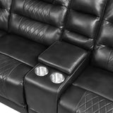 Sectional Sofa Manual Reclining With LED Light Strips Black - Furniture Home Direct