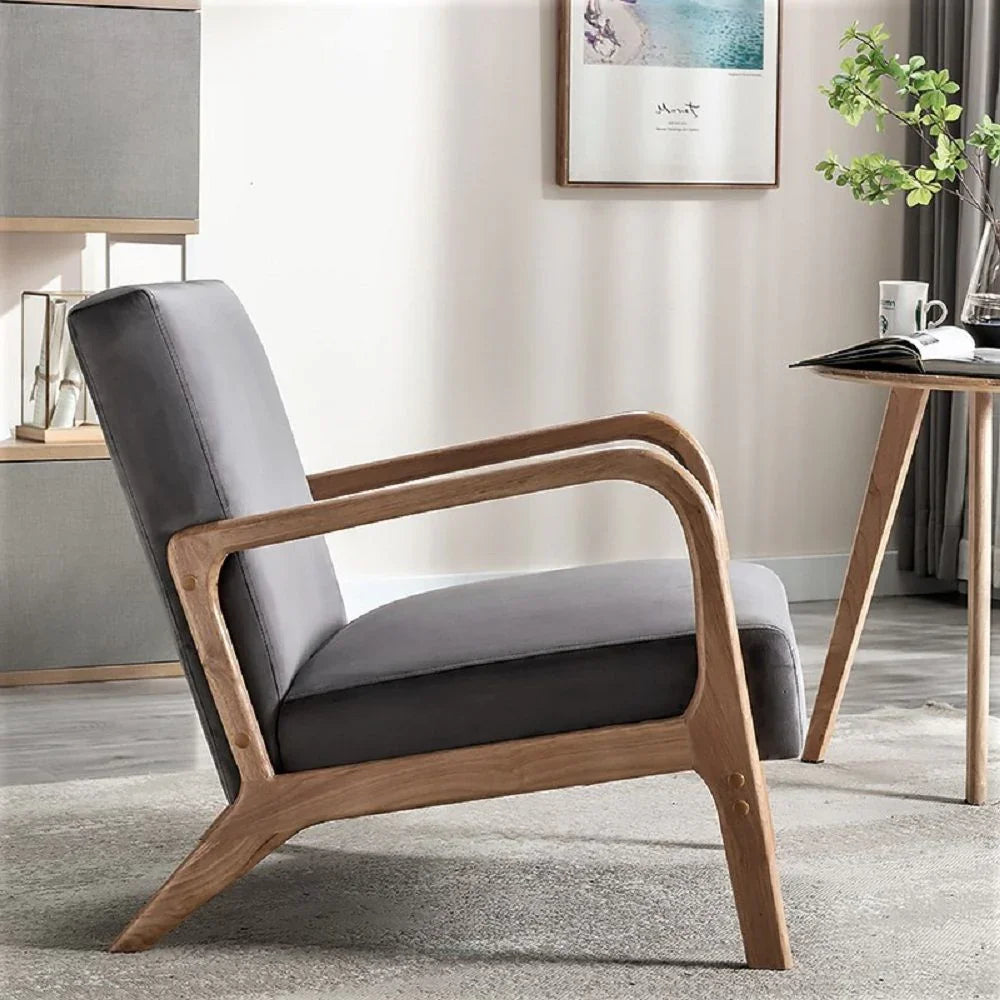 Classic Mid-Century Modern Accent Chairs, Open Framed Armchair With Cushioning - Furniture Home Direct
