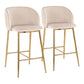 Fran - Pleated Contemporary / Glam Fixed Height Counter Stool (Set of 2) - Furniture Home Direct