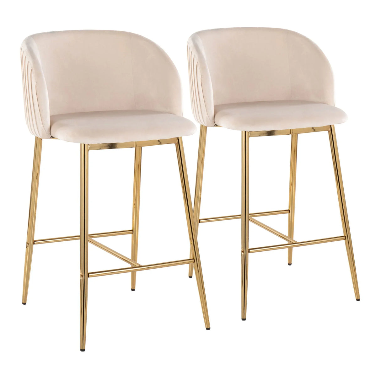 Fran - Pleated Contemporary / Glam Fixed Height Counter Stool (Set of 2) - Furniture Home Direct