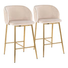 Fran - Pleated Contemporary / Glam Fixed Height Counter Stool (Set of 2) - Furniture Home Direct
