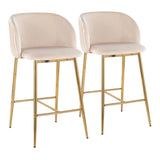 Fran - Pleated Contemporary / Glam Fixed Height Counter Stool (Set of 2) - Furniture Home Direct