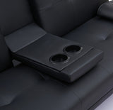 Black Leather Multifunctional Double Folding Sofa Bed for Office with Coffee Table - Furniture Home Direct