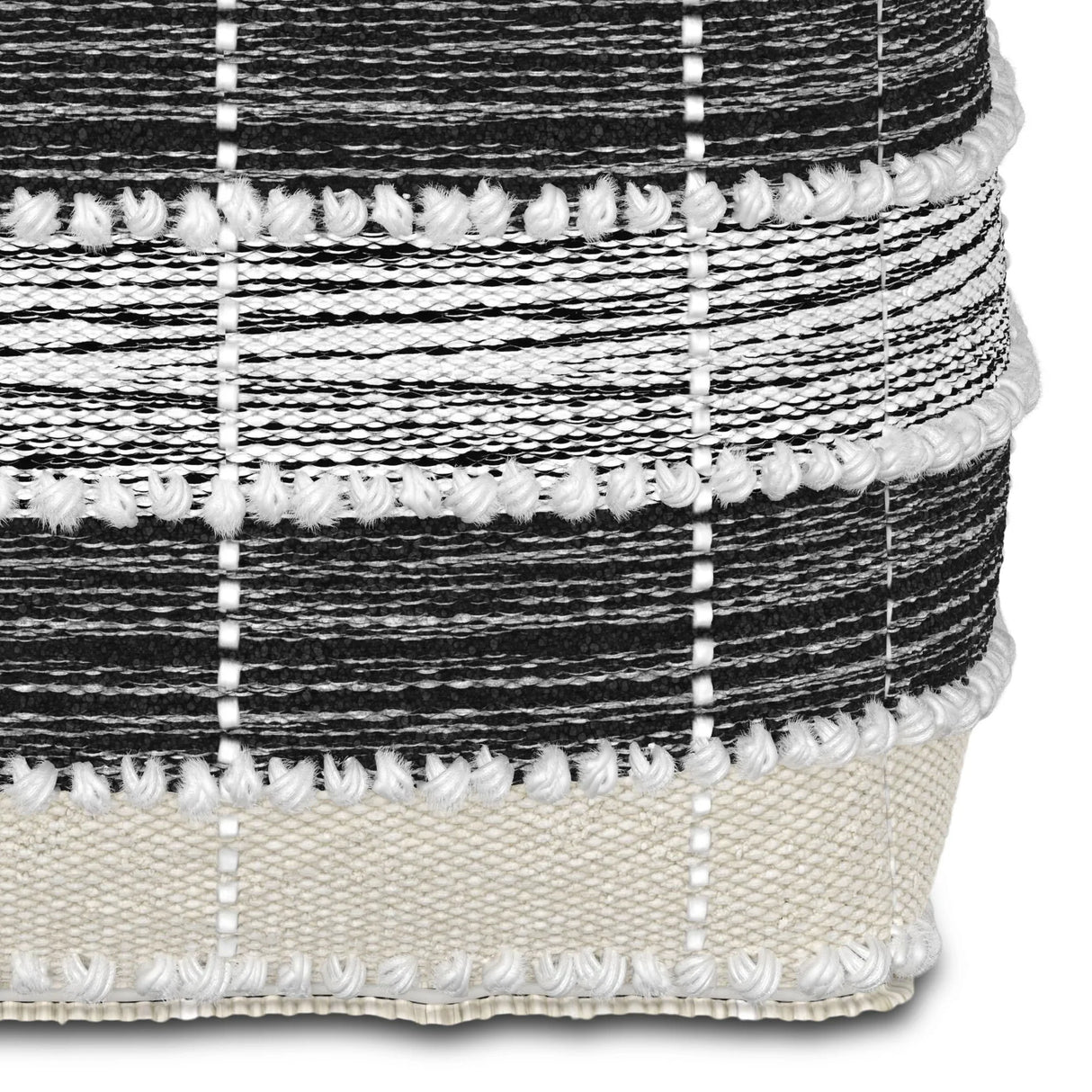 Barley - Square Pouf - White / Beige / Black - Furniture Home Direct