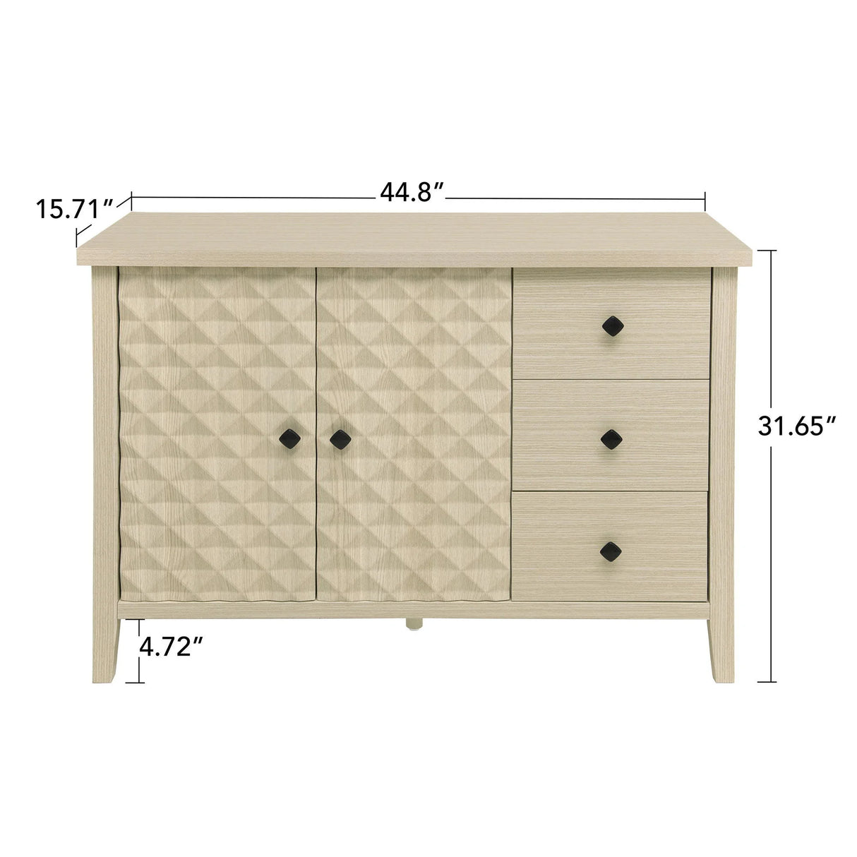 Modern 2 Door 3 Drawer Storage Cabinet, Buffet Cabinet With 2 Embossed Door For Living Room, Kitchen, Entryway - Natural - Furniture Home Direct