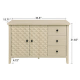 Modern 2 Door 3 Drawer Storage Cabinet, Buffet Cabinet With 2 Embossed Door For Living Room, Kitchen, Entryway - Natural - Furniture Home Direct