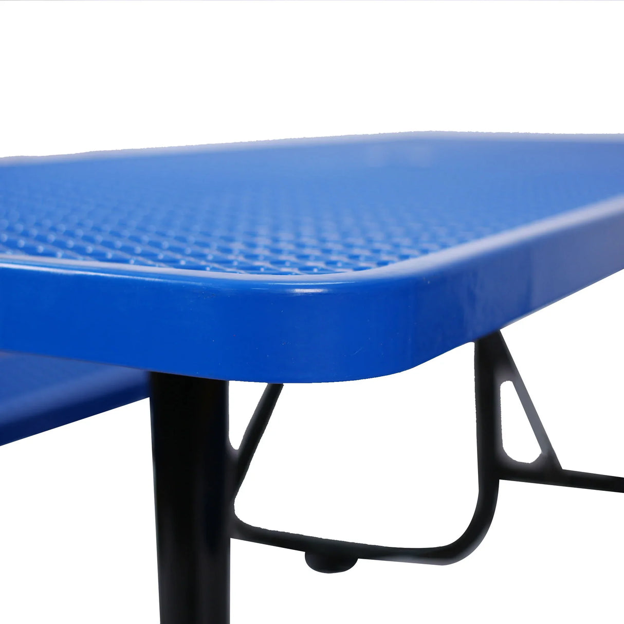 Rectangular Outdoor Steel Picnic Table With Umbrella Pole - Furniture Home Direct