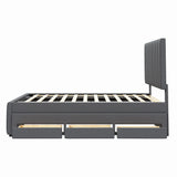 Upholstered Platform Bed With Twin Size Trundle And 3 Drawers - Furniture Home Direct