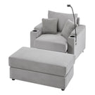 Modern Style Loveseat Sofa Sectional Sofa Couch With Storage Space, A Movable Ottoman, Two USB Ports, Two Cup Holders, A Phone Holder For Living Room - Furniture Home Direct