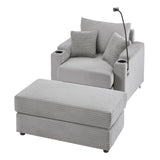 Modern Style Loveseat Sofa Sectional Sofa Couch With Storage Space, A Movable Ottoman, Two USB Ports, Two Cup Holders, A Phone Holder For Living Room - Furniture Home Direct
