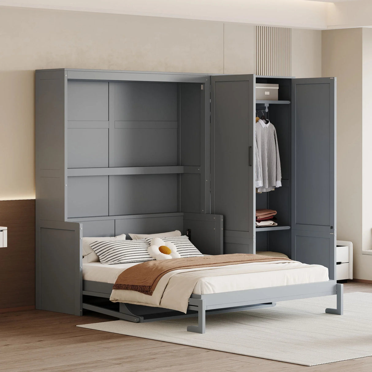 Murphy Elegant Wall Bed With Closet - Furniture Home Direct