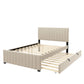 Elegant Upholstered Platform Bed With Twin Size Trundle - Furniture Home Direct