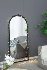 Hand Carved Rose Antique Mirror Frame, Wood Arch Mirror Wall Decor For Living Room - Furniture Home Direct