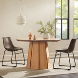 Round Pedestal Dining Table - Light Brown - Furniture Home Direct