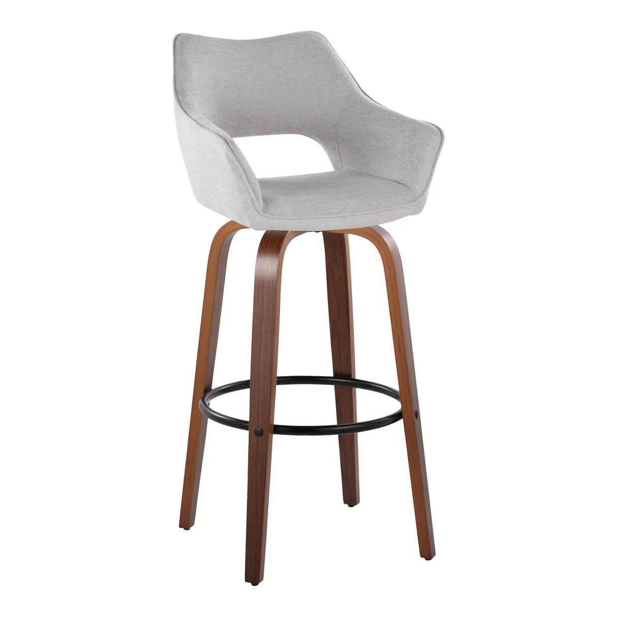 Mustang - Contemporary Fixed Height Barstool With Swivel & Round Footrest (Set of 2) - Furniture Home Direct