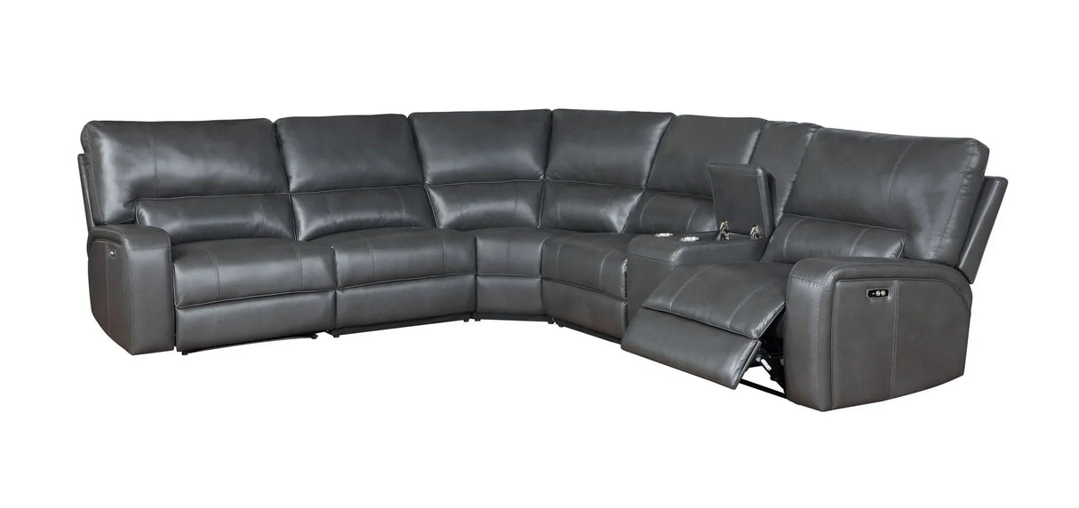 Saul - Power Recliner Sectional Sofa With USB Port Cupholder Console - Furniture Home Direct