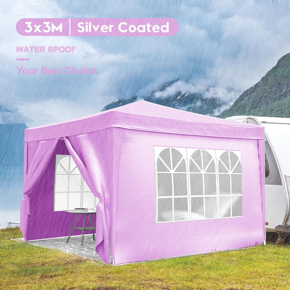 10'X10' Folding Canopy With 4 Removable Sidewalls Outdoor Event Shelter UPF 50+ Gazebo Portable Tents For Parties Beach Camping Wedding Ez Pop Up Canopy 4 Pieces Weight Bag + Carry Bag - Furniture Home Direct