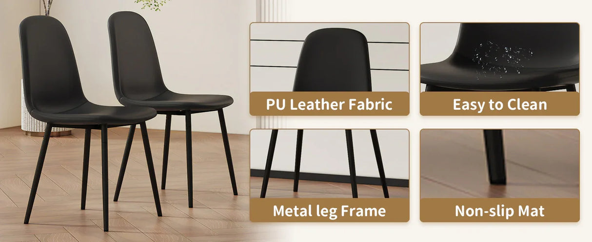 Dining Set Glass Table With 8 Cushioned Chairs Black - Furniture Home Direct