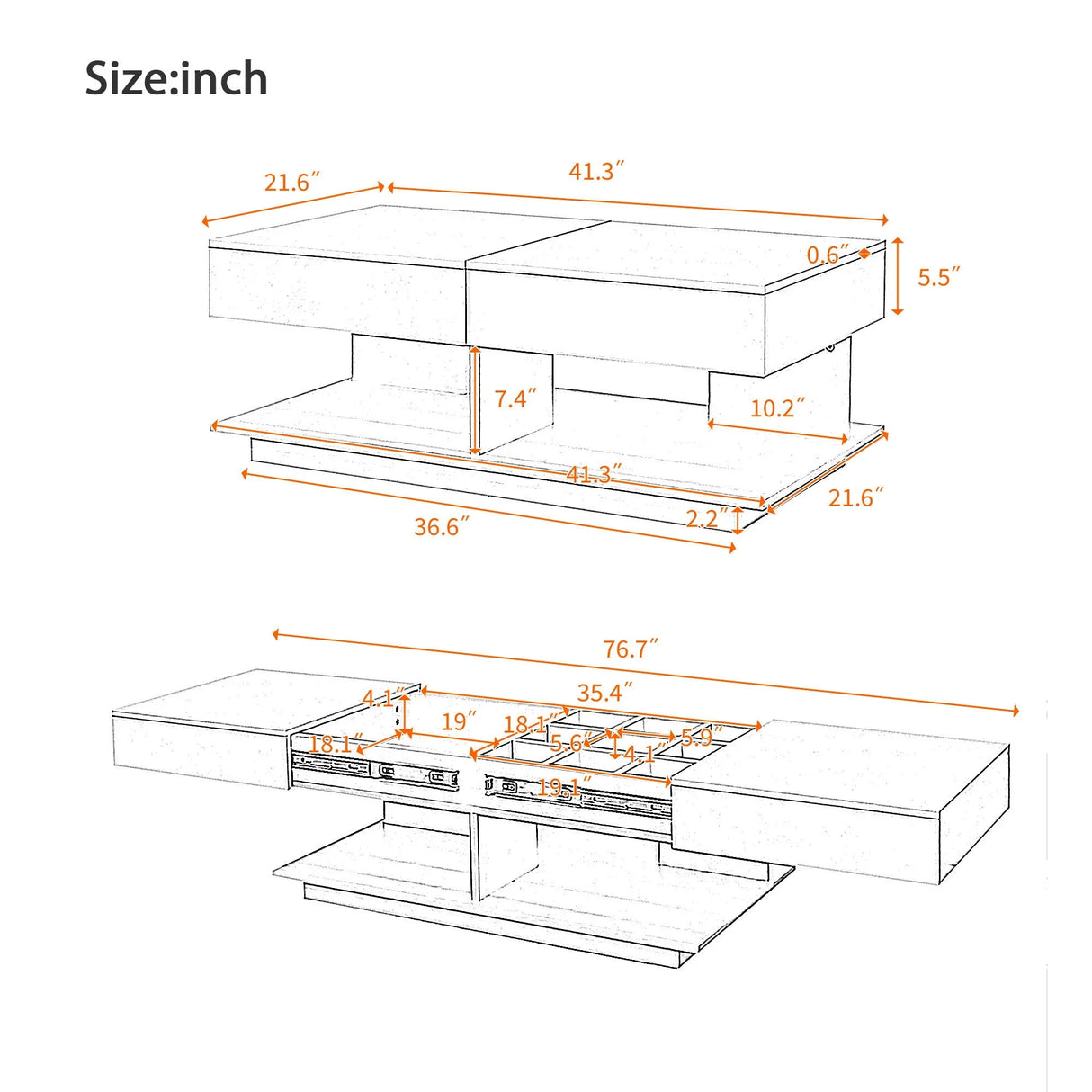 Multifunctional Adjustable Coffee Table With Hidden Storage Space For Living Room - Furniture Home Direct