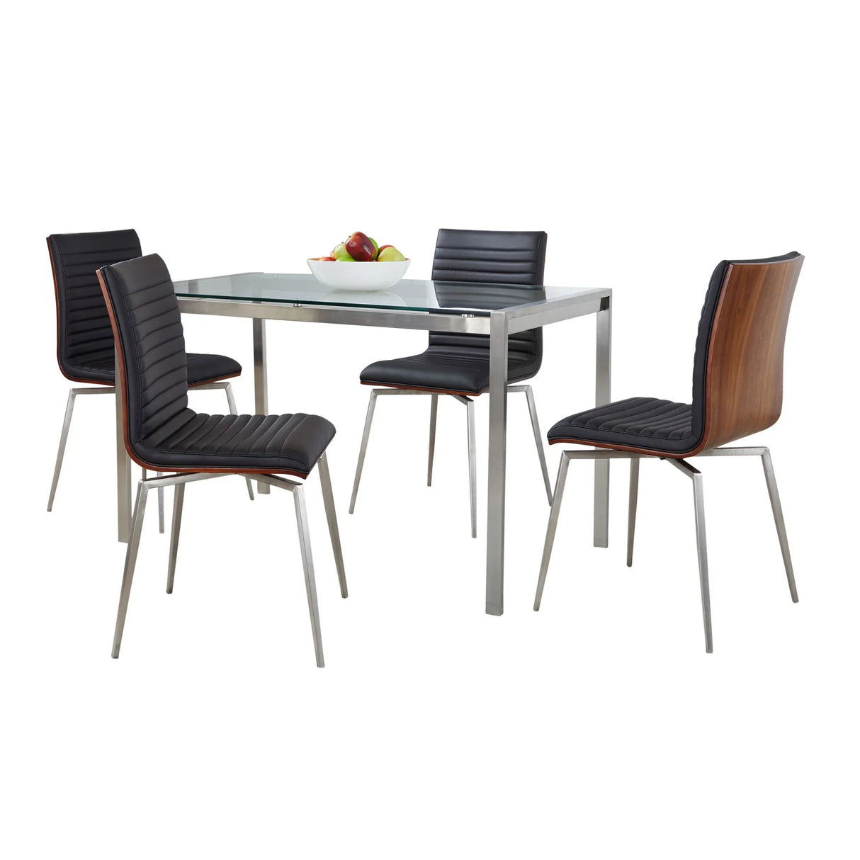 Fuji Mason - Swivel Contemporary Dining Set Dining Set, Glass, 5 Piece - Furniture Home Direct