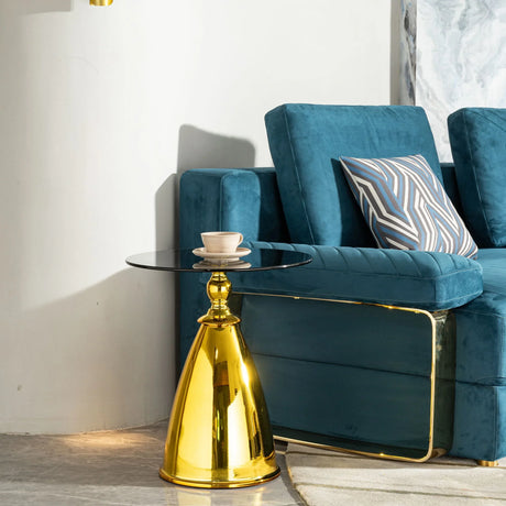 Modern Living Room Coffee Table With Tempered Glass Carbon Steel - Gold - Furniture Home Direct