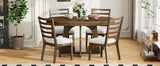 Dining Set Round Table With Four Upholstered Chairs Walnut - Furniture Home Direct