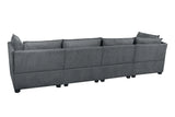 130" Linen Modular Sectional with Two Ottomans - Gray - Furniture Home Direct