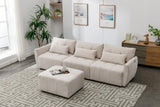 113.3 Modular Sectional With Ottoman And USB C Ports Beige - Furniture Home Direct