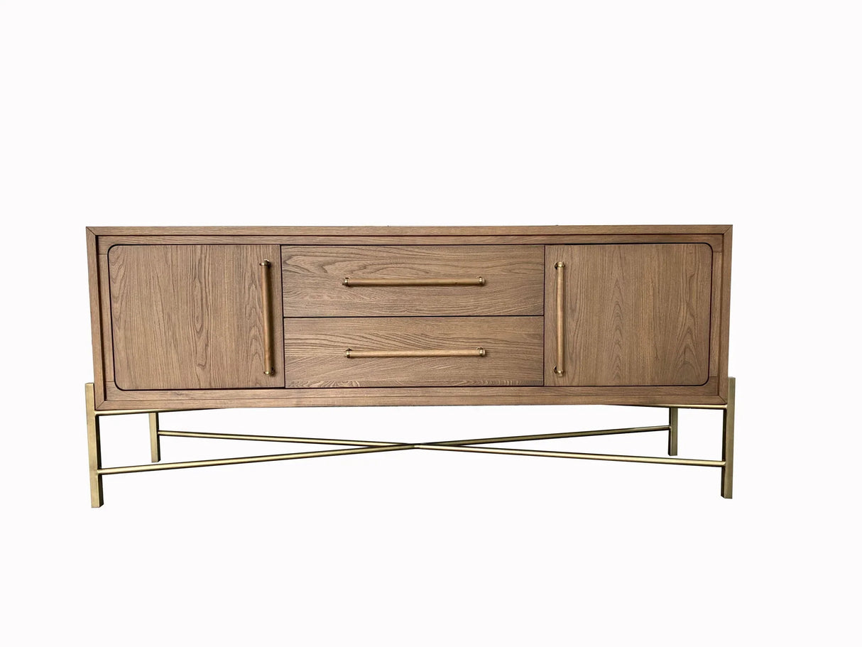 Metal Base Sideboard - Light Brown - Furniture Home Direct