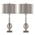 Joan - Contemporary Table Lamp (Set of 2) - Nickel / Gray Satin - Furniture Home Direct
