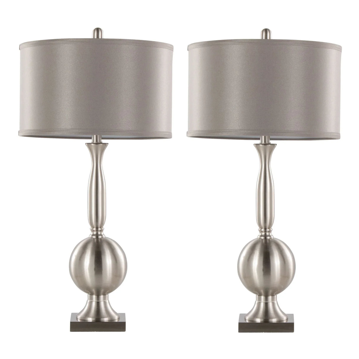 Joan - Contemporary Table Lamp (Set of 2) - Nickel / Gray Satin - Furniture Home Direct