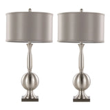 Joan - Contemporary Table Lamp (Set of 2) - Nickel / Gray Satin - Furniture Home Direct